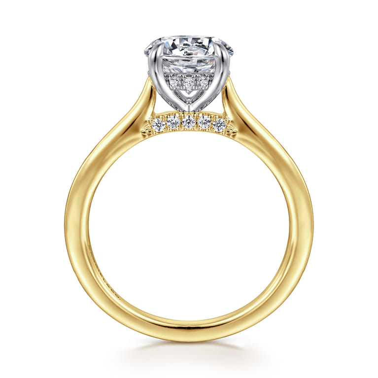 Ericka - 14K White and Yellow Gold Round Diamond Engagement Ring - 0.12 ct - Shot 2