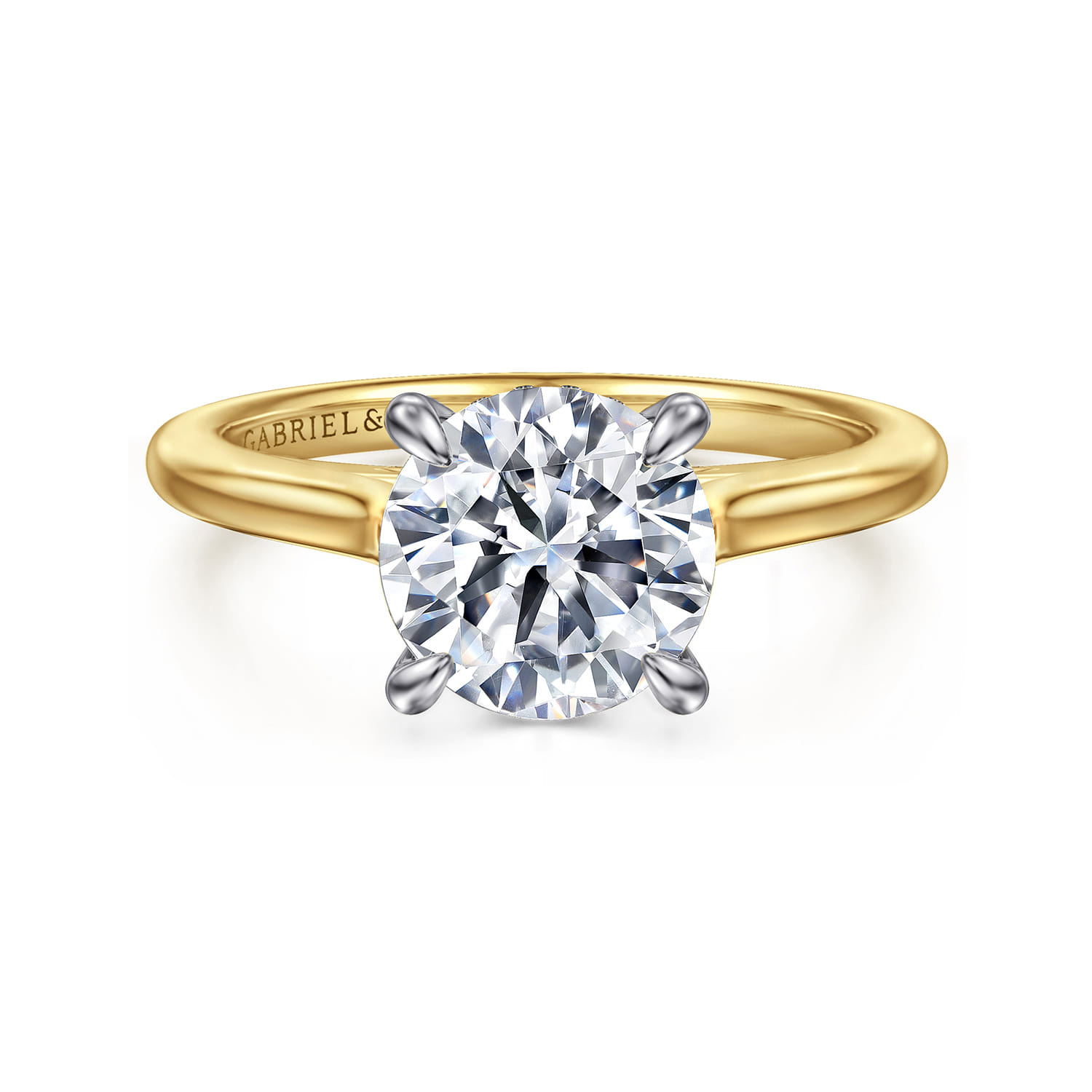 Ericka - 14K White-Yellow Gold Round Diamond Engagement Ring - 0.13 ct - Shot 1