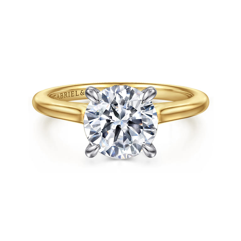 Ericka - 14K White-Yellow Gold Round Diamond Engagement Ring - 0.13 ct - Shot 1