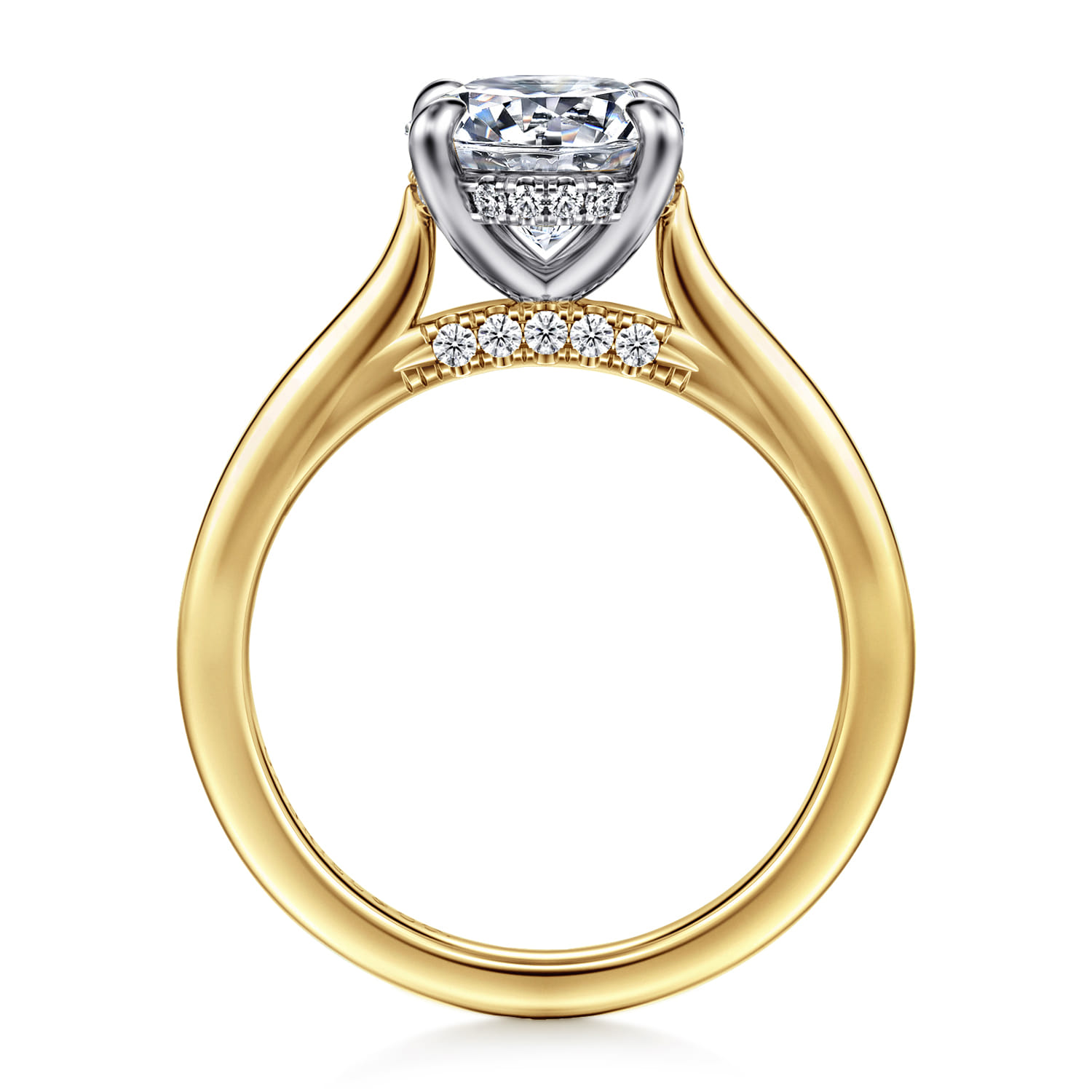 Ericka - 14K White-Yellow Gold Round Diamond Engagement Ring - 0.13 ct - Shot 2