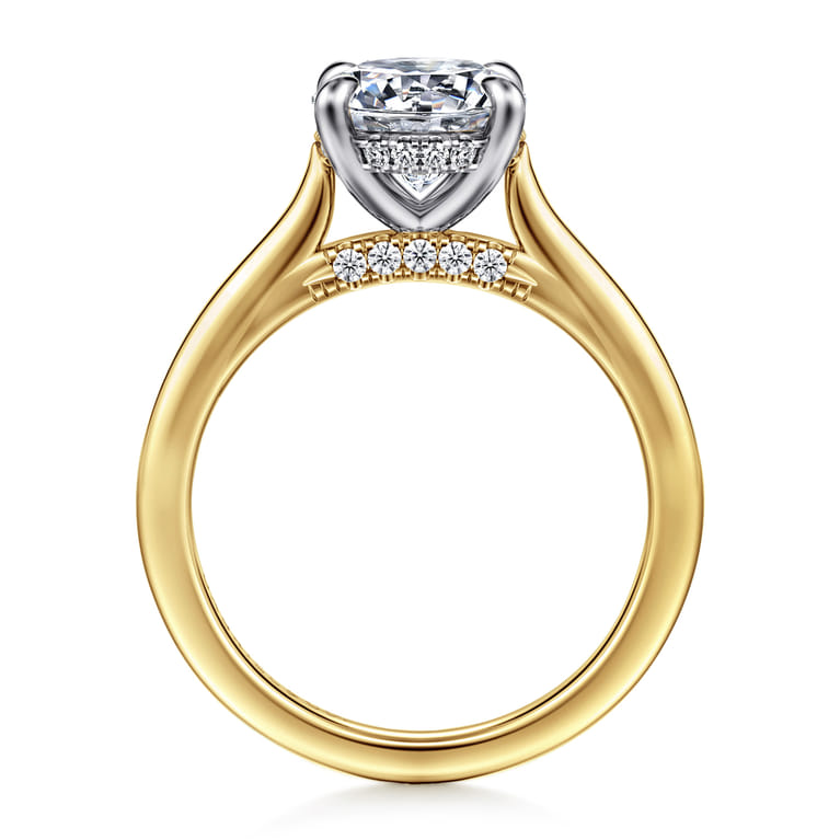 Ericka - 14K White-Yellow Gold Round Diamond Engagement Ring - 0.13 ct - Shot 2