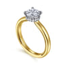 Sandi - 14K White-Yellow Gold Round Diamond Engagement Ring - 0.08 ct