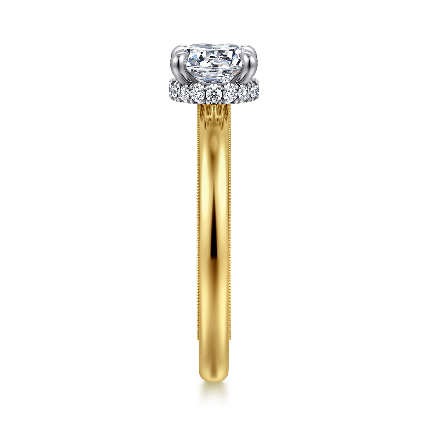 Sandi - 14K White-Yellow Gold Round Diamond Engagement Ring - 0.08 ct - Shot 4