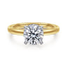 Sandi - 14K White-Yellow Gold Round Diamond Engagement Ring - 0.1 ct
