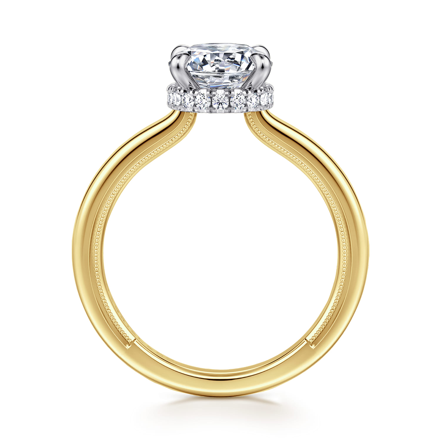 Sandi - 14K White-Yellow Gold Round Diamond Engagement Ring - 0.1 ct - Shot 2