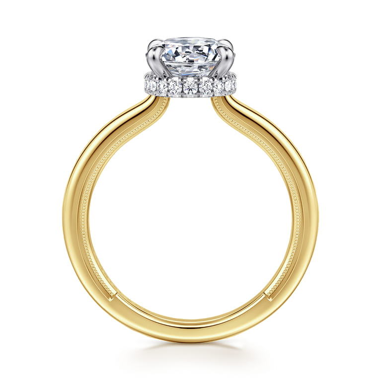 Sandi - 14K White-Yellow Gold Round Diamond Engagement Ring - 0.1 ct - Shot 2