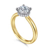 Sandi - 14K White-Yellow Gold Round Diamond Engagement Ring - 0.1 ct