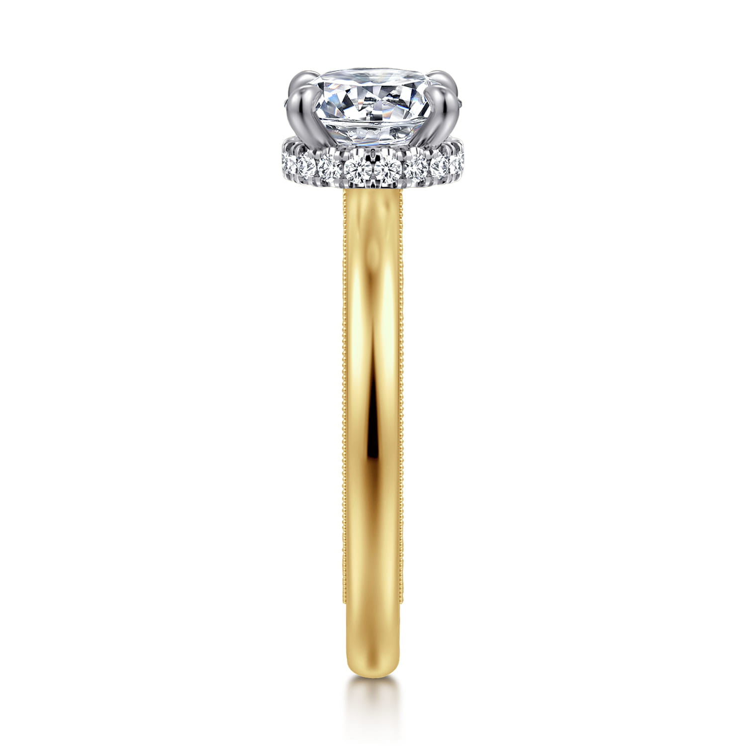 Sandi - 14K White-Yellow Gold Round Diamond Engagement Ring - 0.1 ct - Shot 4
