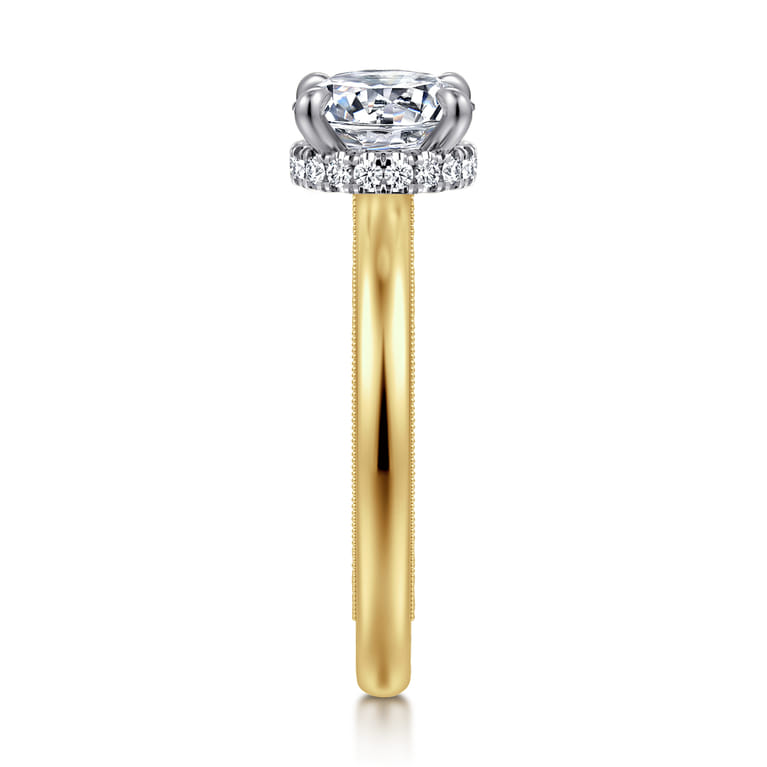 Sandi - 14K White-Yellow Gold Round Diamond Engagement Ring - 0.1 ct - Shot 4