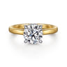 Sandi - 14K White-Yellow Round Diamond Engagement Ring - 0.1 ct