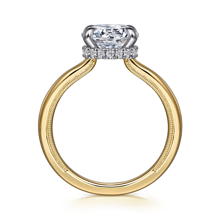 Sandi - 14K White-Yellow Round Diamond Engagement Ring - 0.1 ct - Shot 2