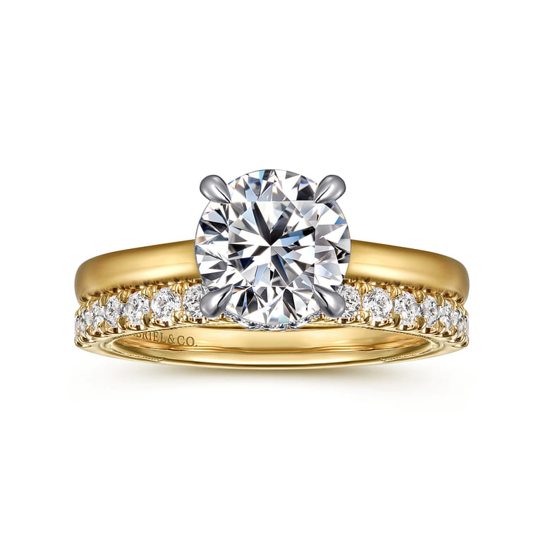 Sandi - 14K White-Yellow Round Diamond Engagement Ring - 0.1 ct - Shot 4