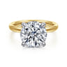 Lua - 14K White-Yellow Gold Hidden Halo Round Diamond Engagement Ring - 0.08 ct