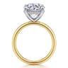 Lua - 14K White-Yellow Gold Hidden Halo Round Diamond Engagement Ring - 0.08 ct
