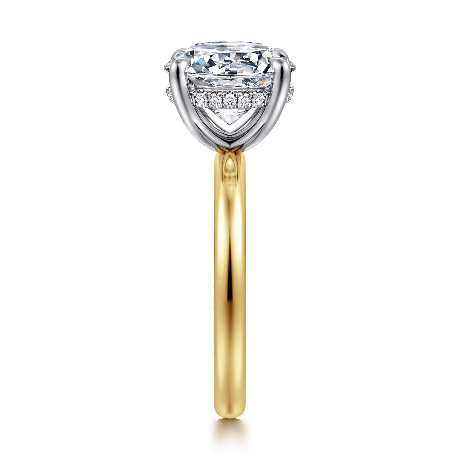 Lua - 14K White-Yellow Gold Hidden Halo Round Diamond Engagement Ring - 0.08 ct - Shot 4