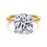Lua - 14K White-Yellow Gold Hidden Halo Round Diamond Engagement Ring - 0.09 ct