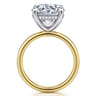 Lua - 14K White-Yellow Gold Hidden Halo Round Diamond Engagement Ring - 0.09 ct