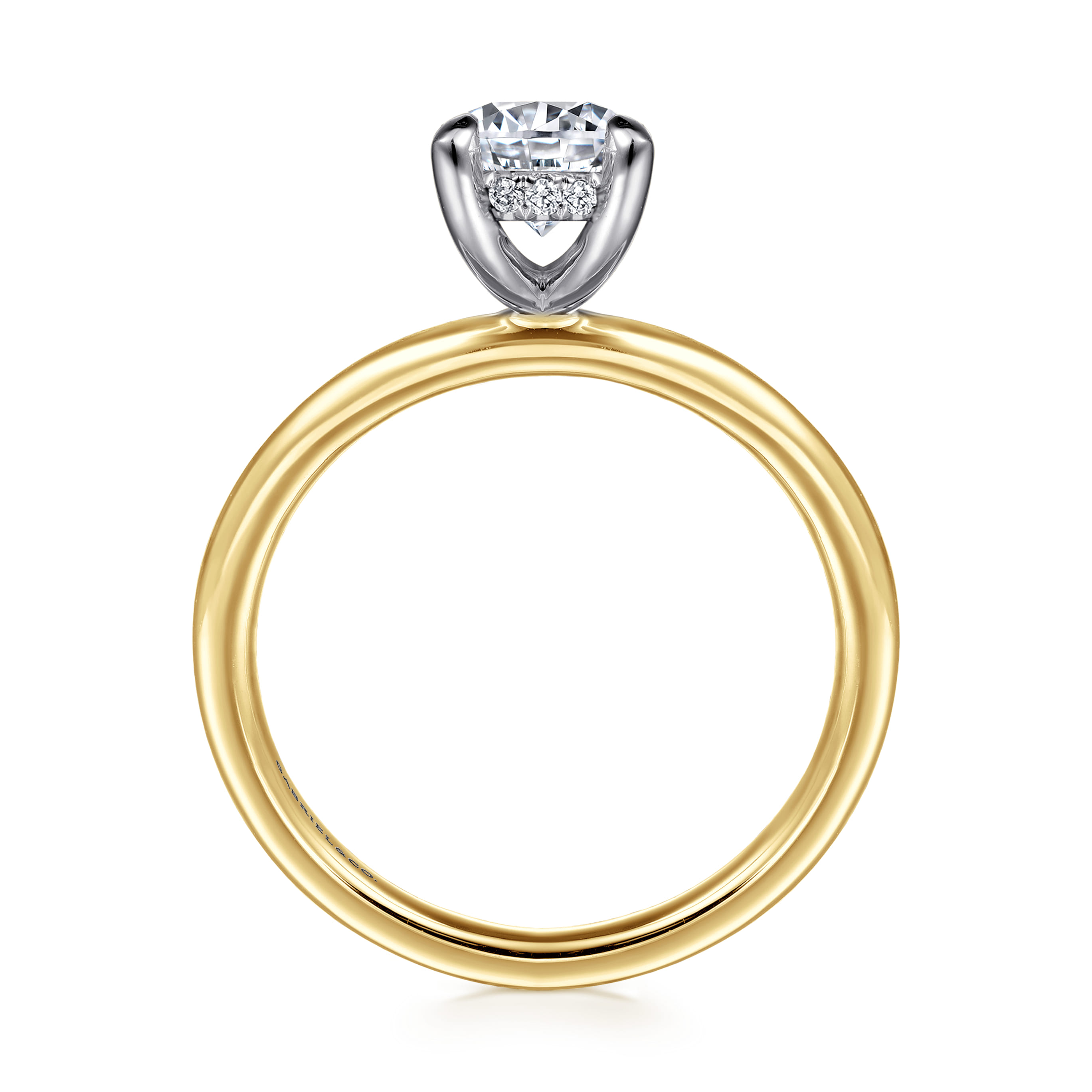 Anuk - 14K White Yellow Gold Round Diamond Engagement Ring - 0.05 ct - Shot 2