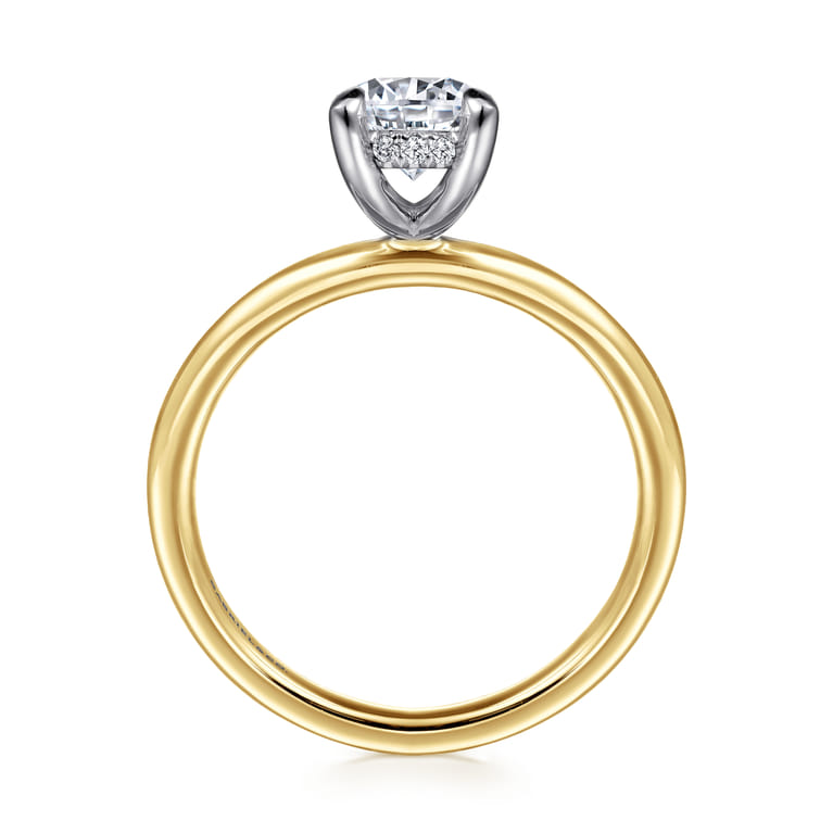 Anuk - 14K White Yellow Gold Round Diamond Engagement Ring - 0.05 ct - Shot 2