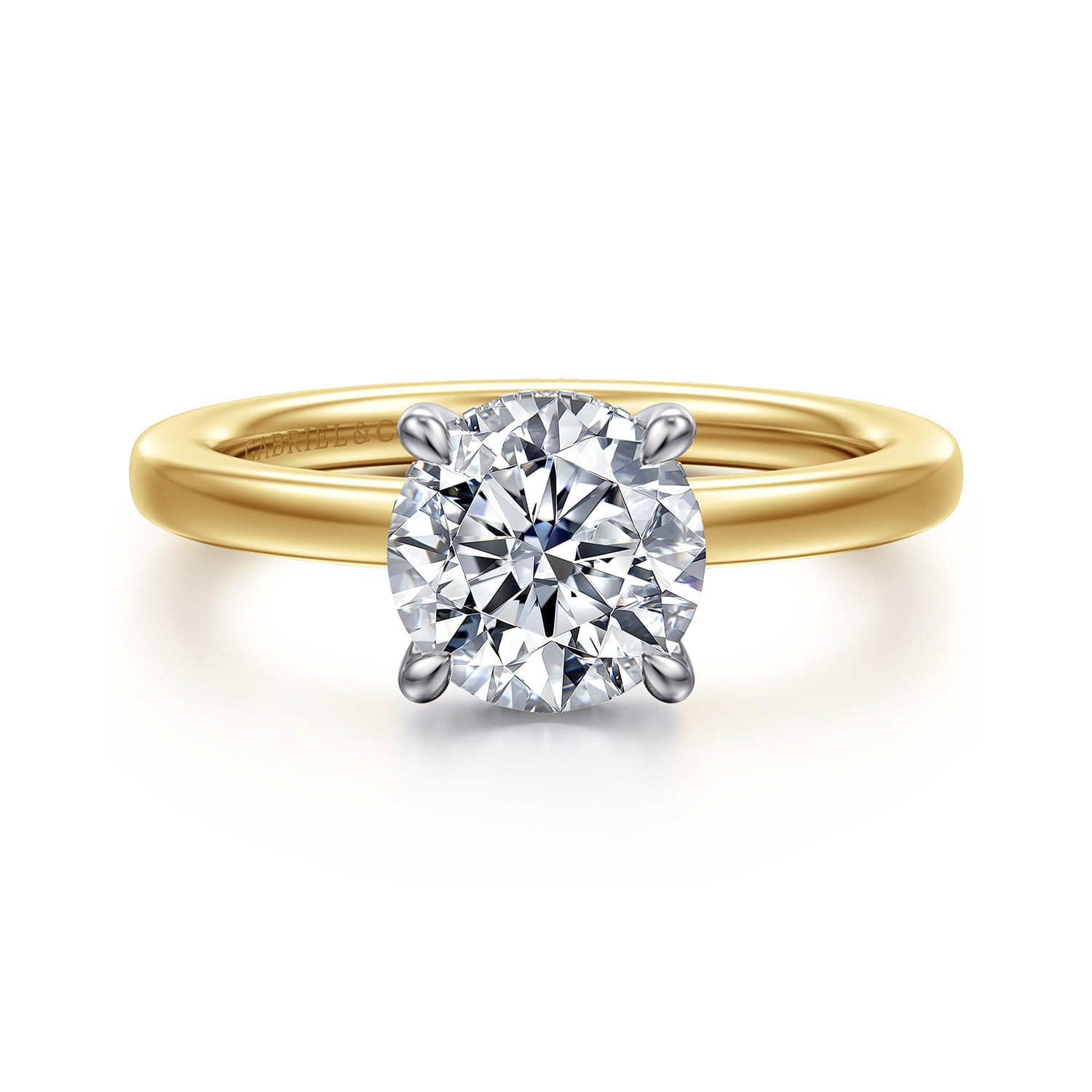 Austria - 14K White-Yellow Gold Round Diamond Engagement Ring - 0.07 ct - Shot 1