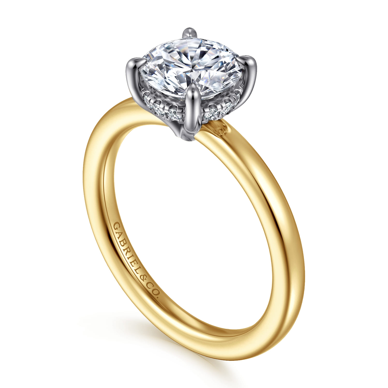 Austria - 14K White-Yellow Gold Round Diamond Engagement Ring - 0.07 ct - Shot 3