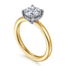 Austria - 14K White-Yellow Gold Round Diamond Engagement Ring - 0.07 ct