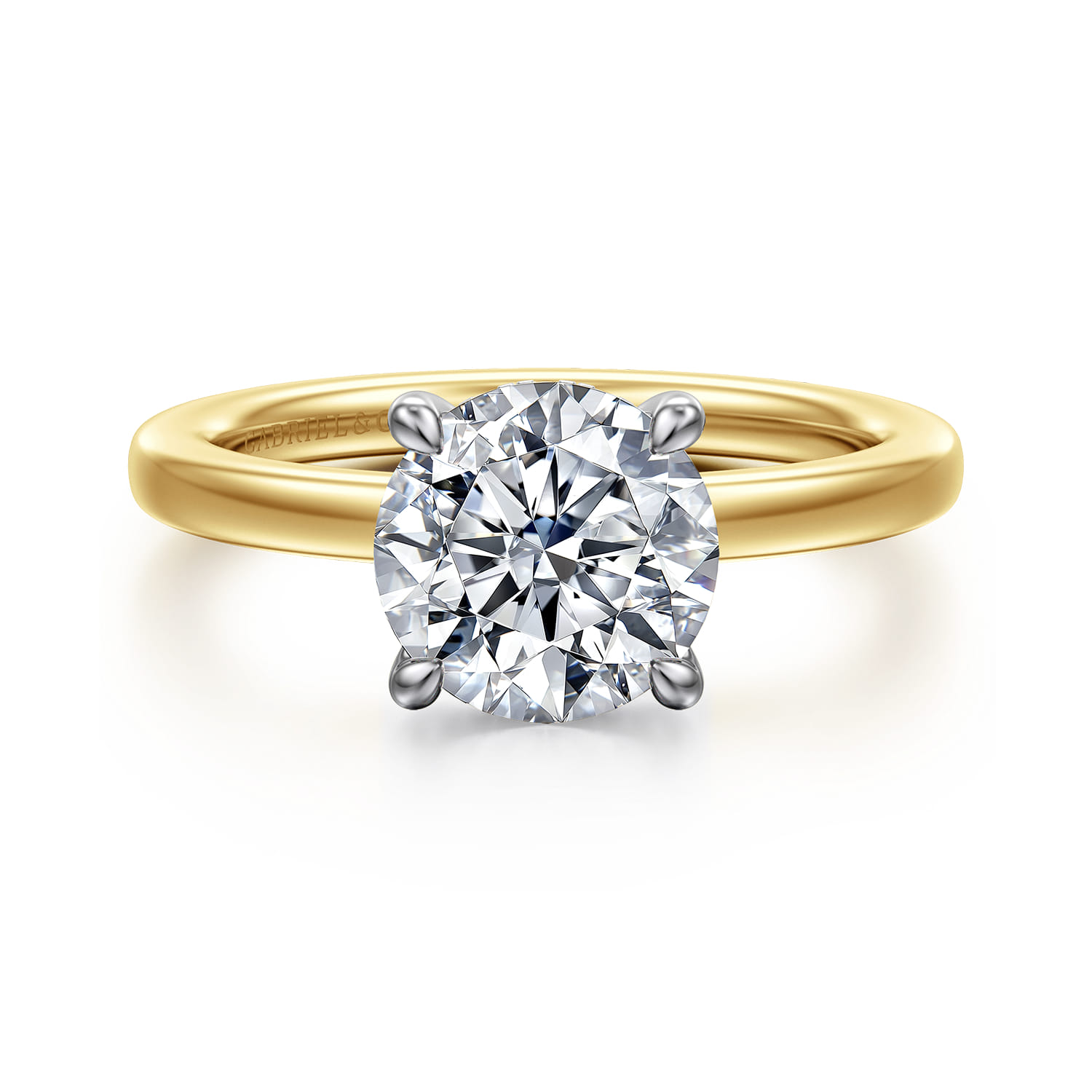 Austria - 14K White-Yellow Gold Round Diamond Engagement Ring - 0.08 ct - Shot 1