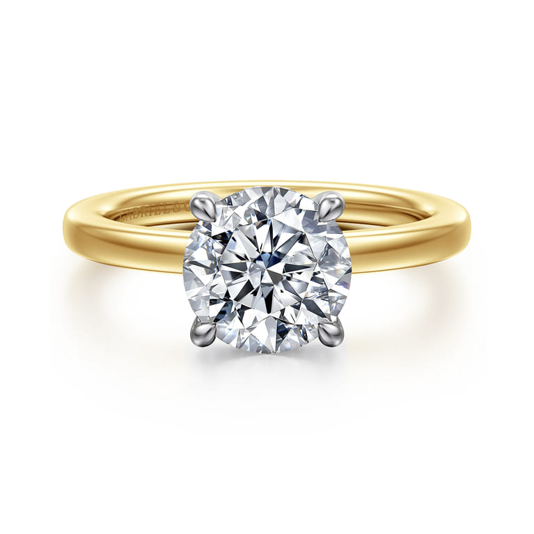 Austria - 14K White-Yellow Gold Round Diamond Engagement Ring - 0.08 ct - Shot 1