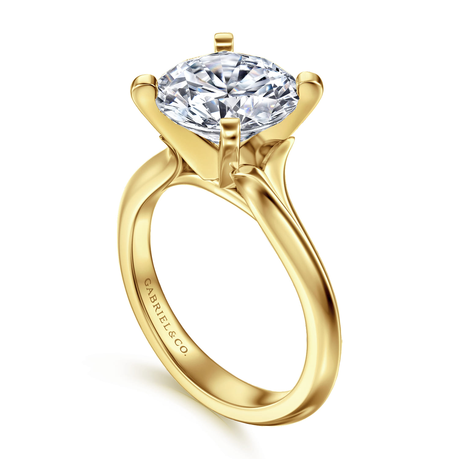 Ellis - 14K White-Yellow Gold Round Diamond Engagement Ring - Shot 3