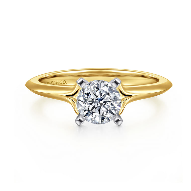 Ellis - 14K White-Yellow Gold Round Diamond Engagement Ring - Shot 1