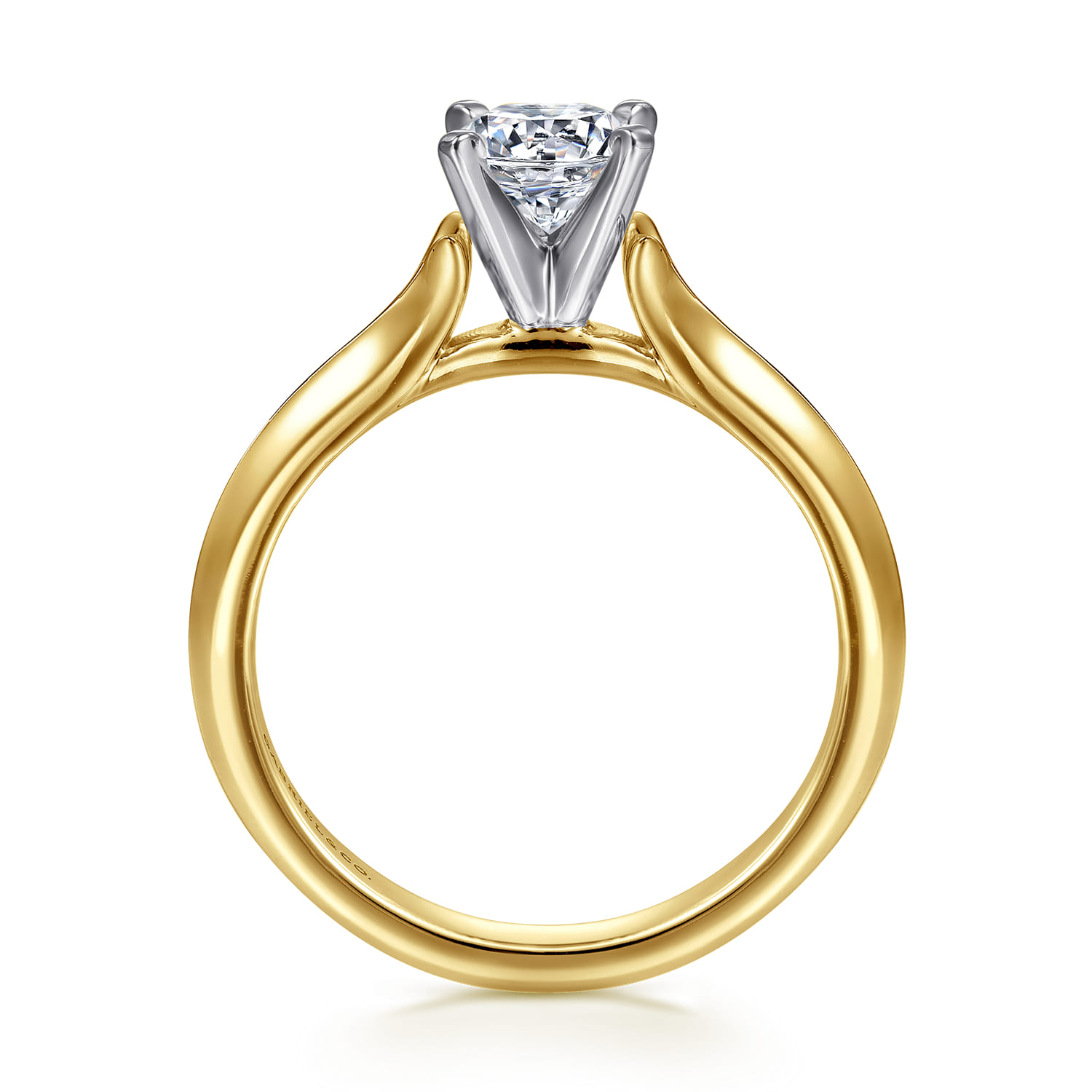 Ellis - 14K White-Yellow Gold Round Diamond Engagement Ring - Shot 2