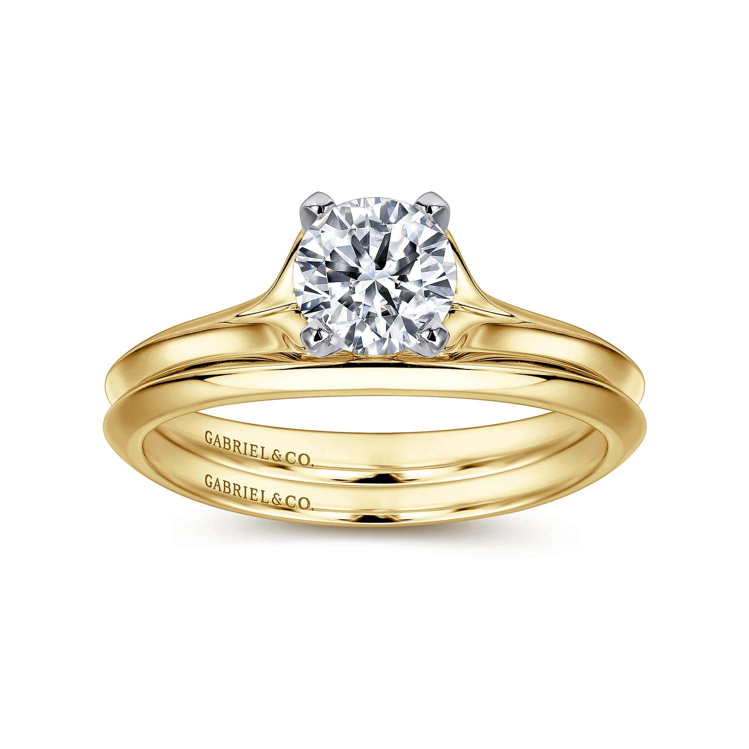 Ellis - 14K White-Yellow Gold Round Diamond Engagement Ring - Shot 4
