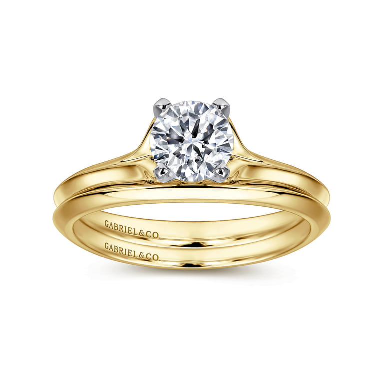 Ellis - 14K White-Yellow Gold Round Diamond Engagement Ring - Shot 4