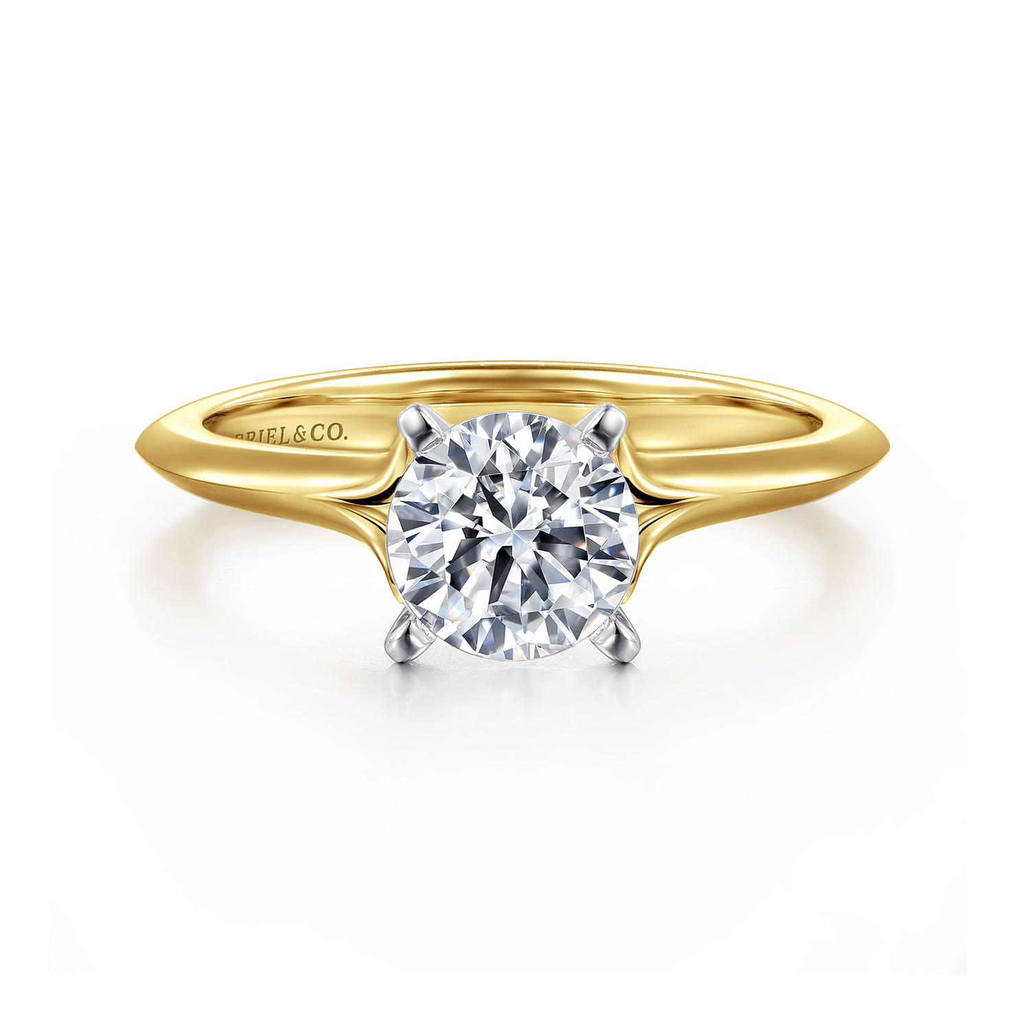 Ellis - 14K White-Yellow Gold Round Diamond Engagement Ring - Shot 1