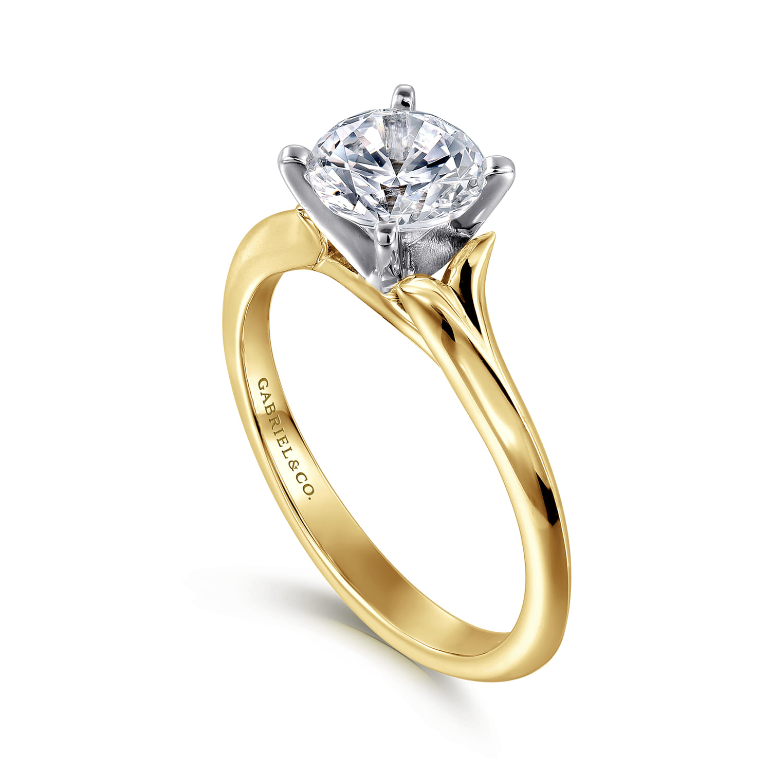 Ellis - 14K White-Yellow Gold Round Diamond Engagement Ring - Shot 3