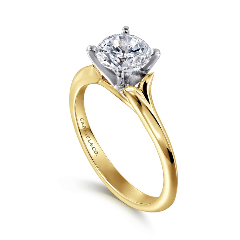 Ellis - 14K White-Yellow Gold Round Diamond Engagement Ring - Shot 3