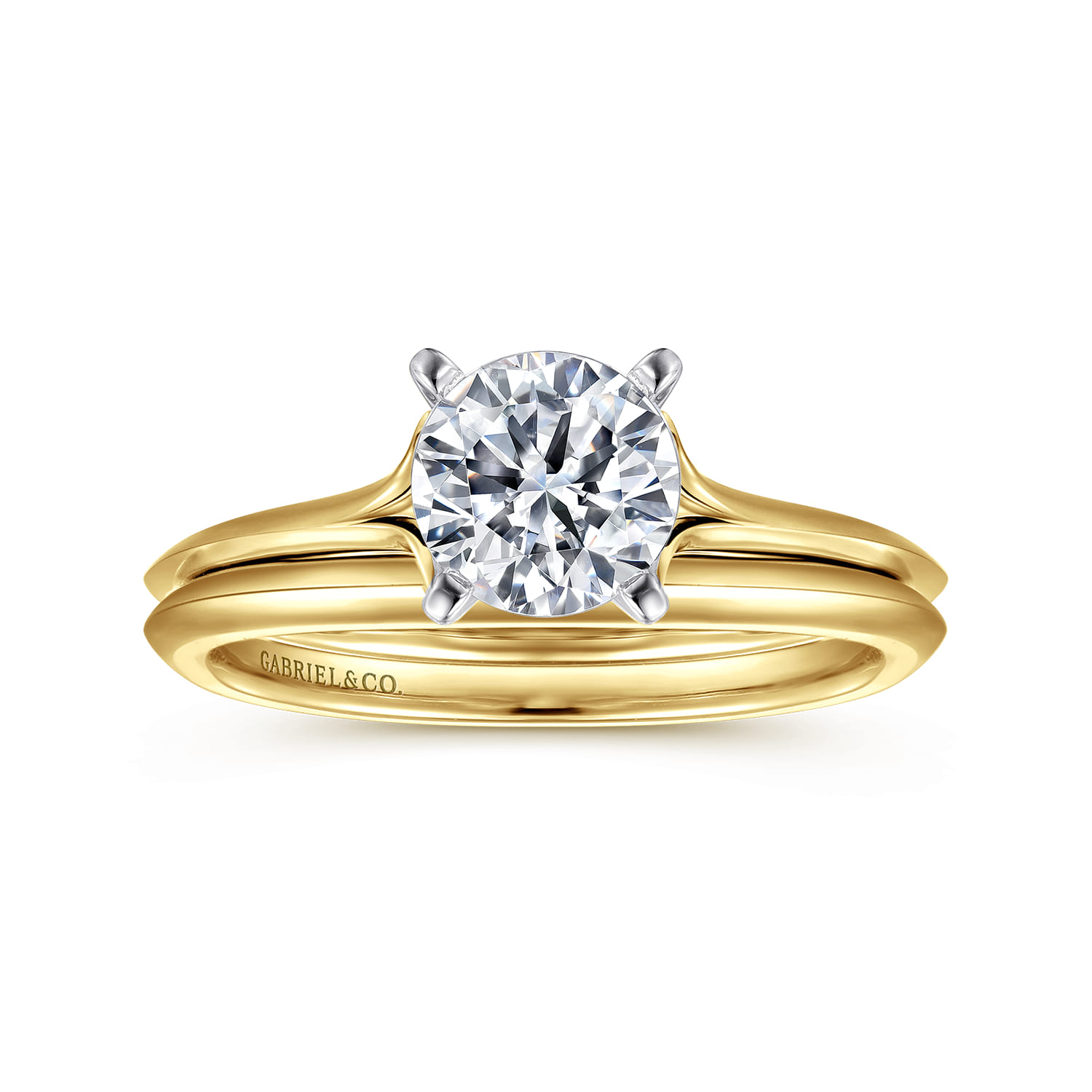 Ellis - 14K White-Yellow Gold Round Diamond Engagement Ring - Shot 4