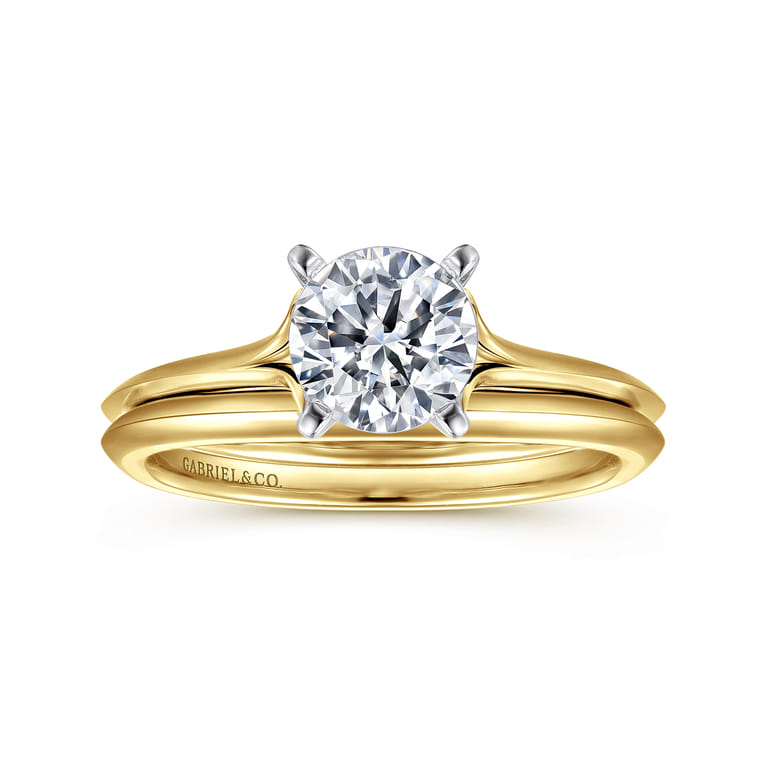 Ellis - 14K White-Yellow Gold Round Diamond Engagement Ring - Shot 4