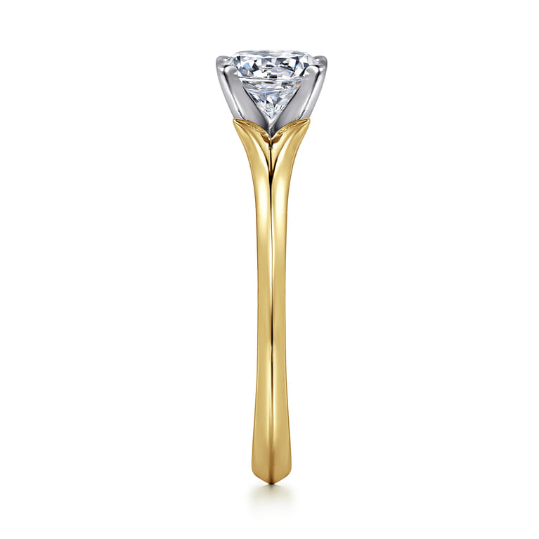 Ellis - 14K White-Yellow Gold Round Diamond Engagement Ring - Shot 5