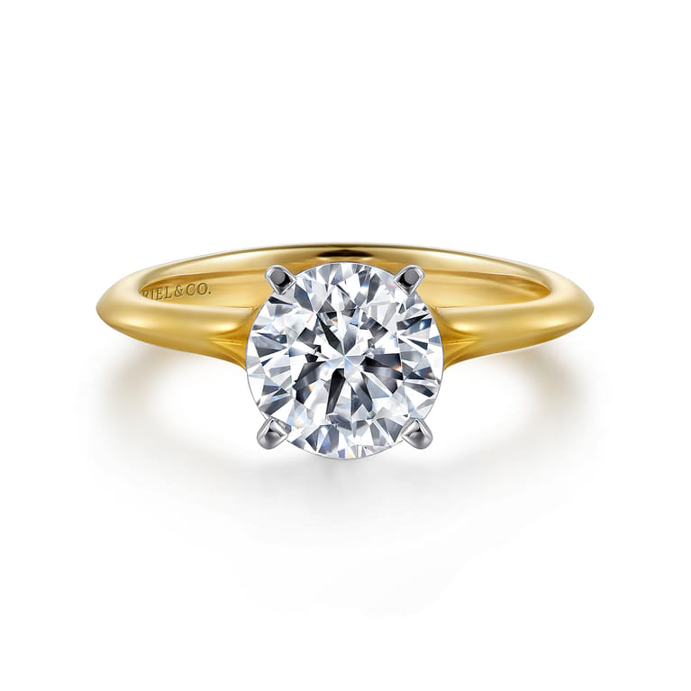 Ellis - 14K White-Yellow Gold Round Diamond Engagement Ring - Shot 1