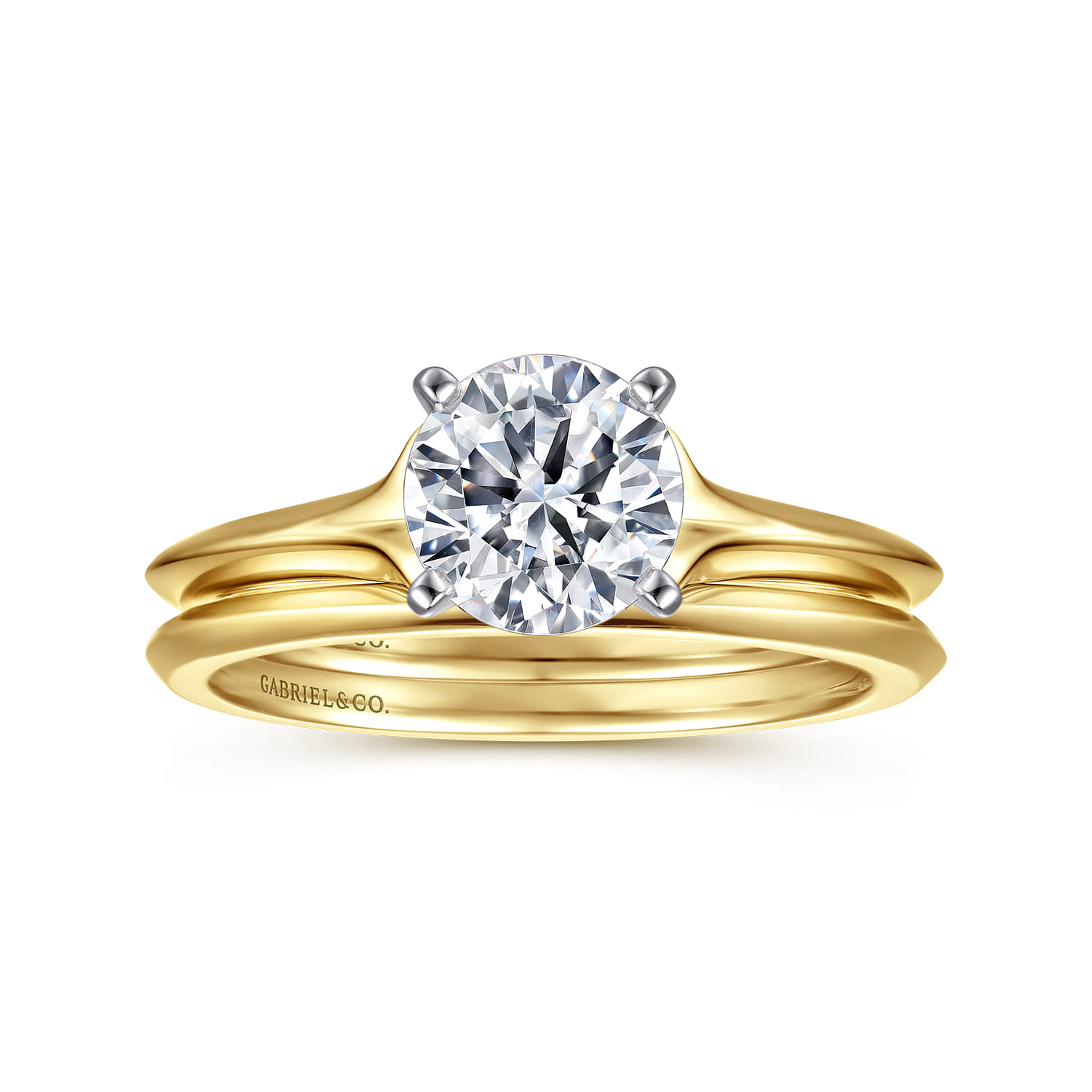 Ellis - 14K White-Yellow Gold Round Diamond Engagement Ring - Shot 4