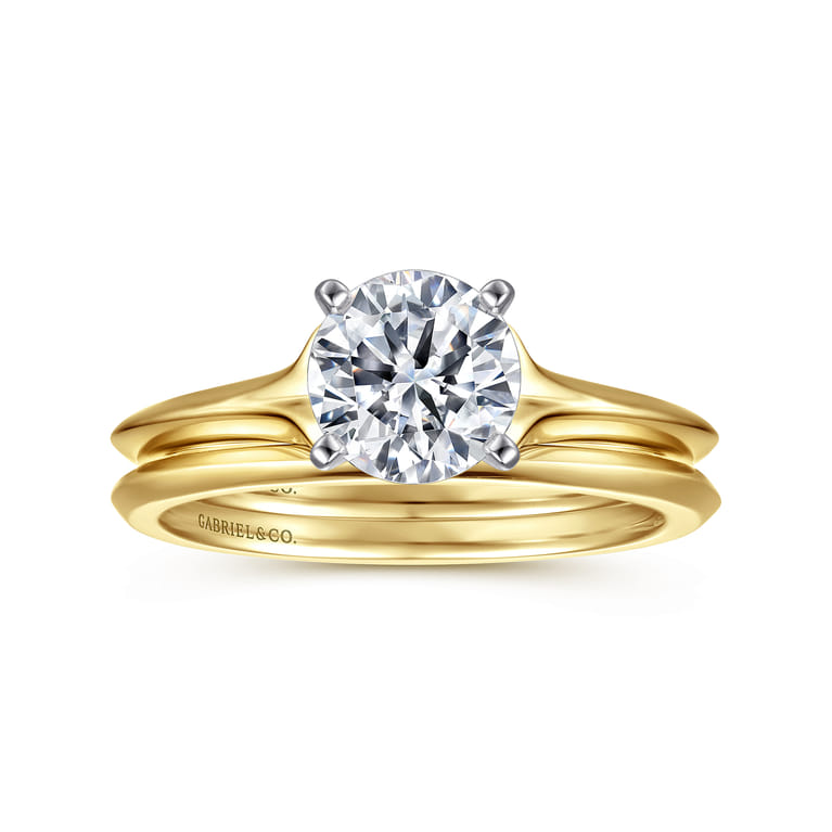 Ellis - 14K White-Yellow Gold Round Diamond Engagement Ring - Shot 4