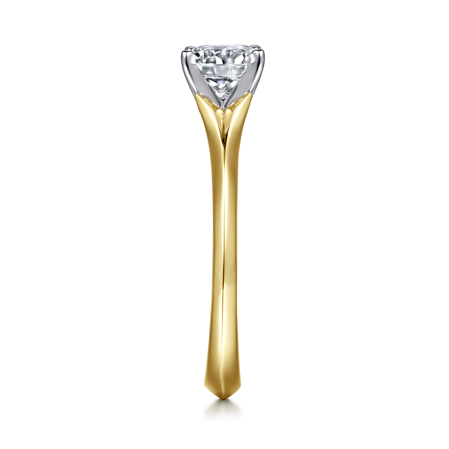 Ellis - 14K White-Yellow Gold Round Diamond Engagement Ring - Shot 5