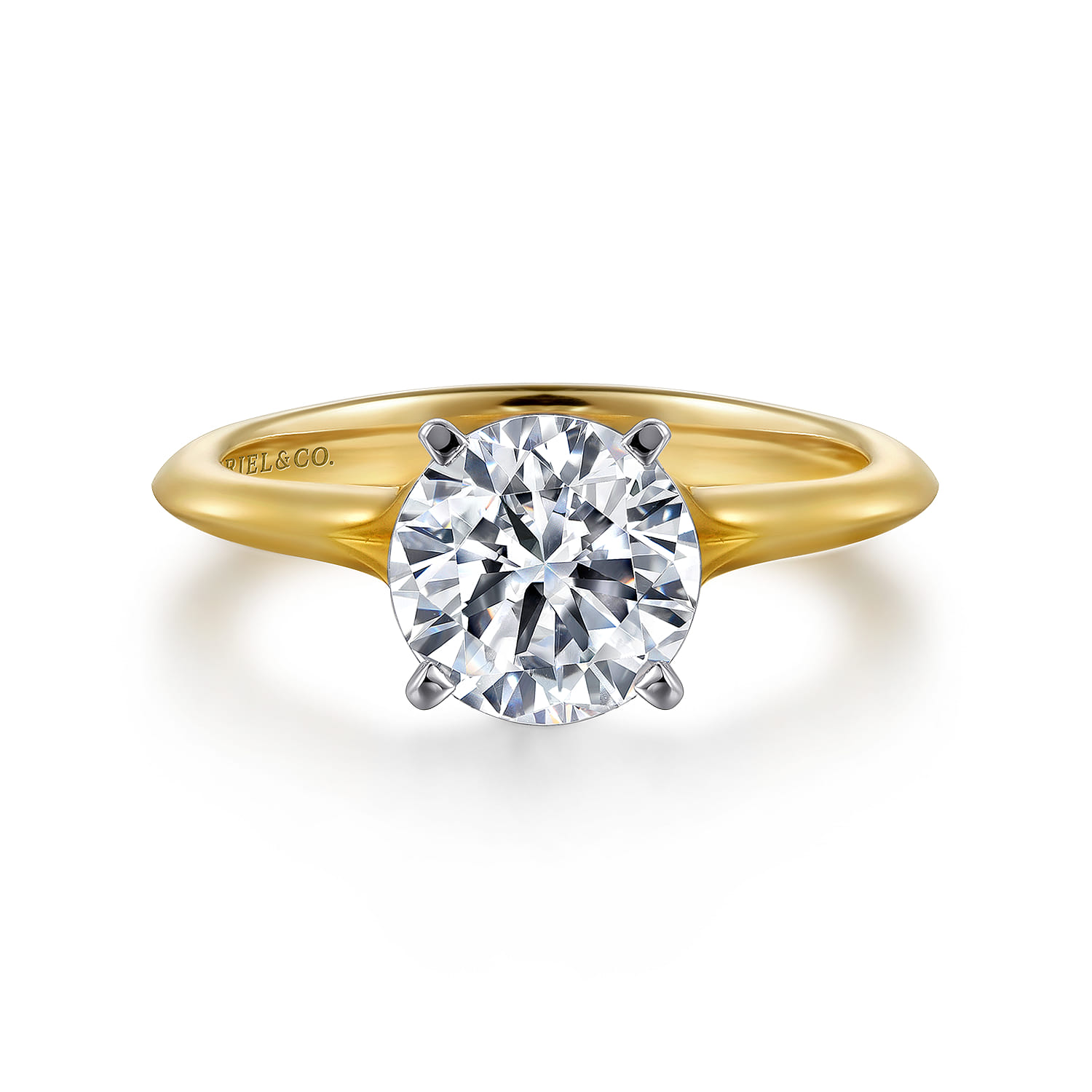 Ellis - 14K White-Yellow Gold Round Diamond Engagement Ring - Shot 1