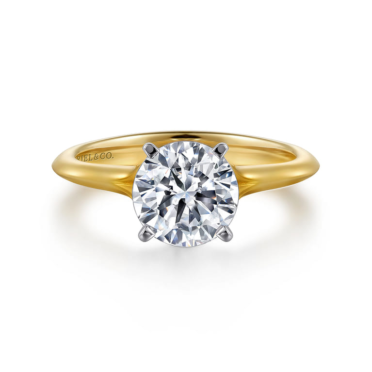 Ellis - 14K White-Yellow Gold Round Diamond Engagement Ring - Shot 1