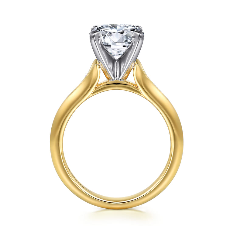 Ellis - 14K White-Yellow Gold Round Diamond Engagement Ring - Shot 2