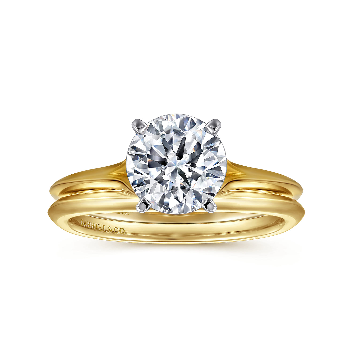 Ellis - 14K White-Yellow Gold Round Diamond Engagement Ring - Shot 4