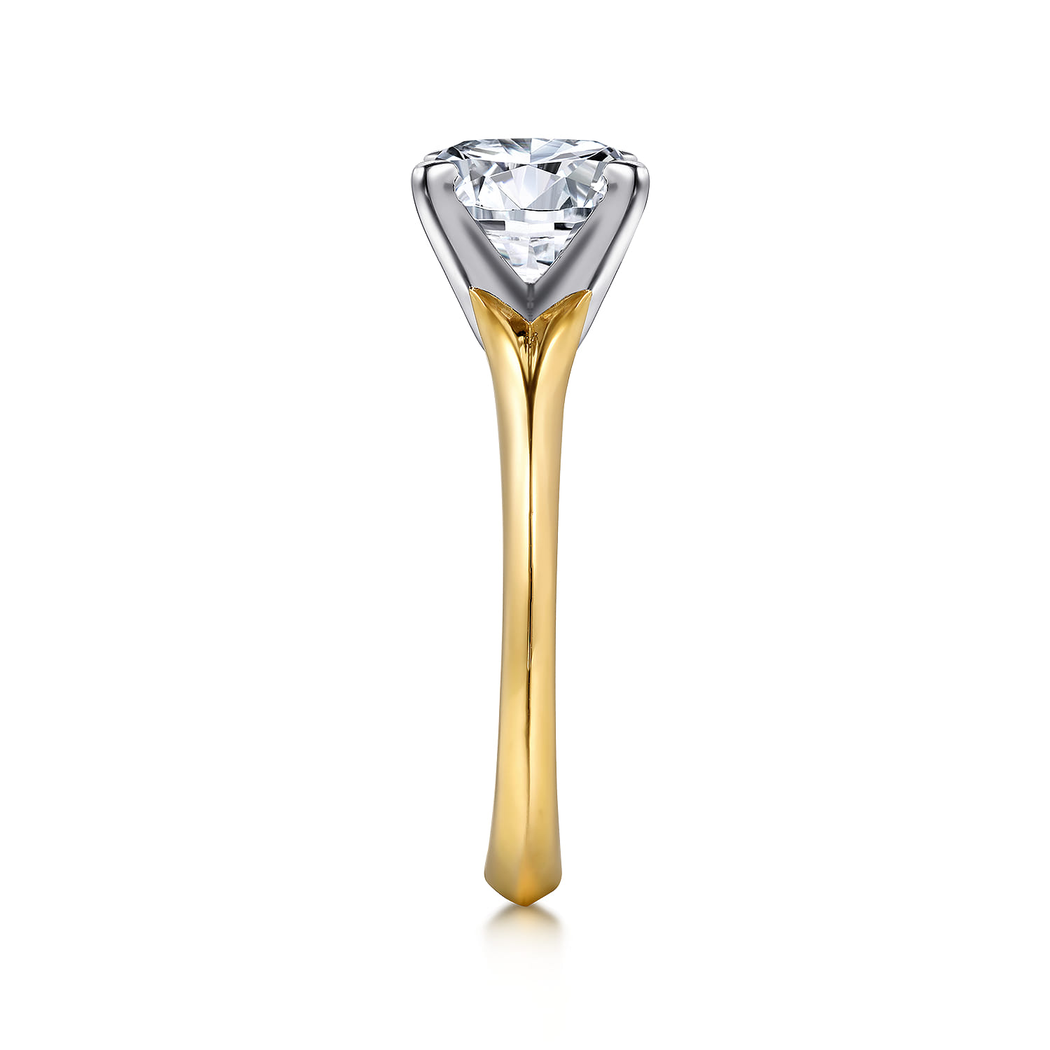 Ellis - 14K White-Yellow Gold Round Diamond Engagement Ring - Shot 5