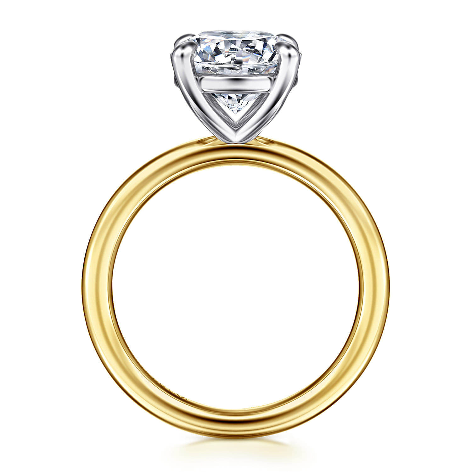 Lark - 14K White-Yellow Gold Round Solitaire Diamond Engagement Ring - Shot 2