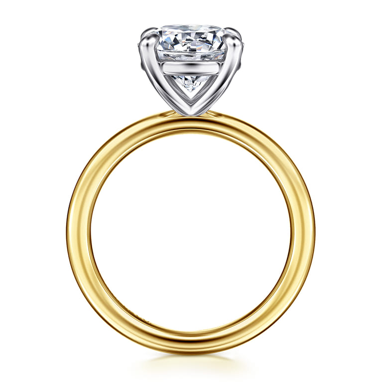 Lark - 14K White-Yellow Gold Round Solitaire Diamond Engagement Ring - Shot 2